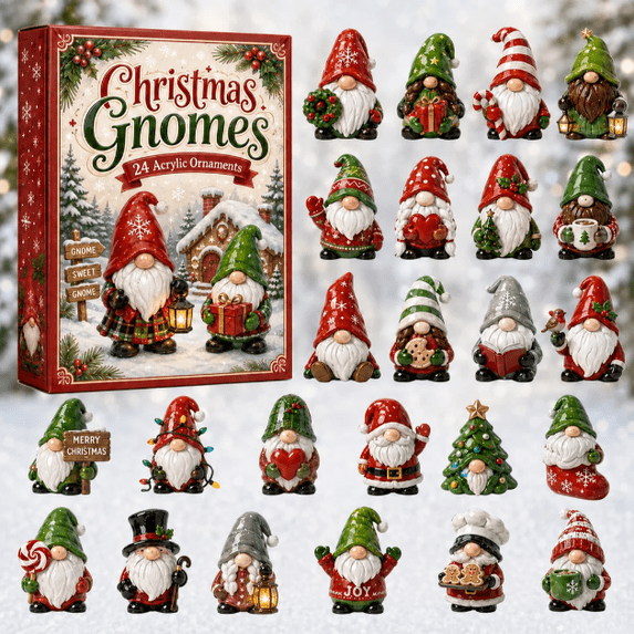 Unique Gnomes Christmas Advent Calendar 2026 - 24-Day Festive Countdown, 2D Acrylic Charms Blind Box - ,Christmas Tree Festive Holiday Countdown Nature Gift