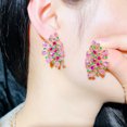 thumbnail image 1 of Unique Gold Plated Multicolor Cubic Zircon Drop Costume Stud Earrings for Women, 1 of 7