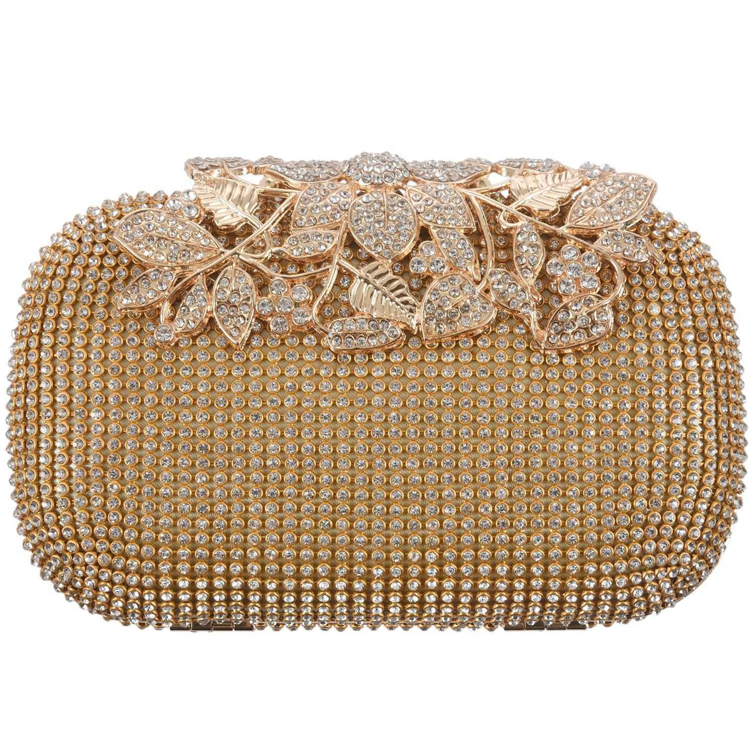 Lady Leaf Diamond Evening Bags Wedding rhinestones Minaudiere