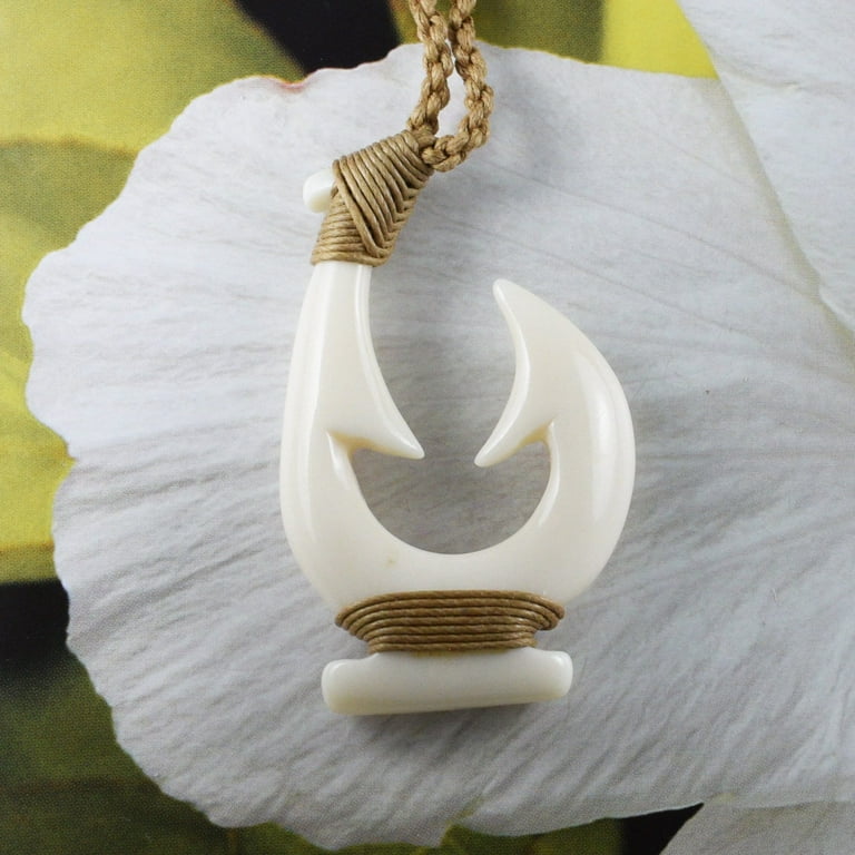 Unique Gorgeous Hawaiian X-Large Fish Hook Necklace, Hand Carved