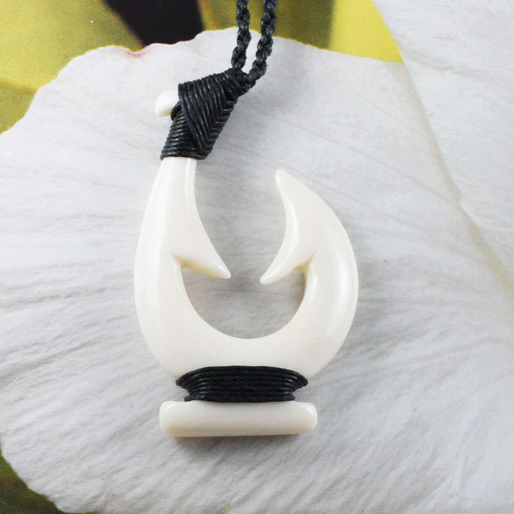 authentic hawaiian bone fish hook Necklaces The Koa and Buffalo Bone Hawaiian Fish Hook with Engravings is hand The Hawaiian makau, or fishhook,