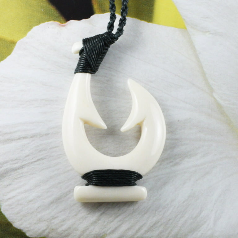 Unique Gorgeous Hawaiian X-Large Fish Hook Necklace, Hand Carved