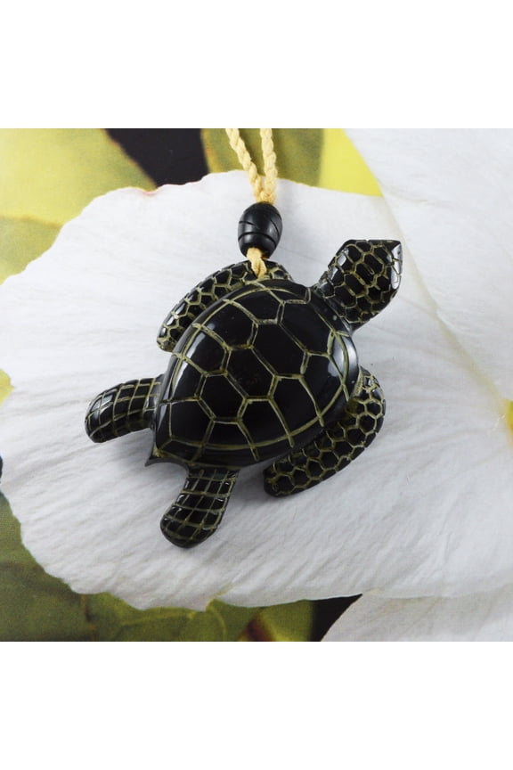Unique Gorgeous Hawaiian XX-Large Sea Turtle Necklace, Hand Carved Buffalo Horn Sea Turtle Necklace, N9425 Birthday Valentine Gift