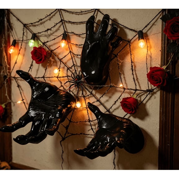 Unique Gothic Ornament | 2026 Darkness Style Hand Sculpture, Creepy Reaching Hand with Candle Light, Dual-use as Decor & Jewelry Holder for Halloween Gift