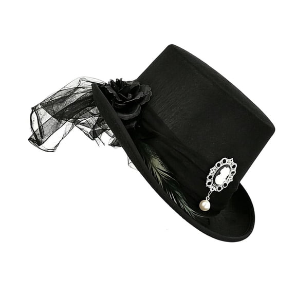 Unique Gothic Style Tops Hat Breathable Fabric Costume Hat for Comfortable Wear