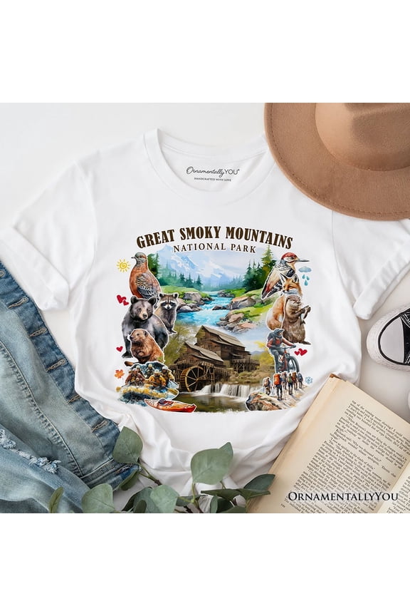Unique Great Smoky Mountains Handcrafted Nature T-Shirt, Tennessee and North Carolina National Park Tee