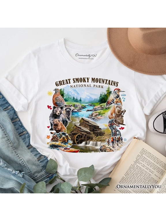 Unique Great Smoky Mountains Handcrafted Nature T-Shirt, Tennessee and North Carolina National Park Tee