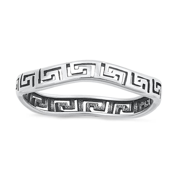 Unique Greek Key Ring .925 High Polished Sterling Silver Band Jewelry Female Male Unisex Size 4