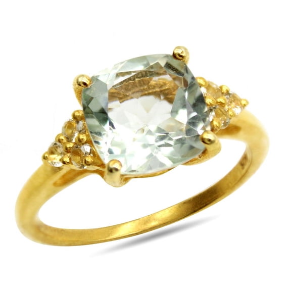 Unique Green Amethyst Solitaire Ring-Prestolite Gold Ring-Prestolite Vintage Ring-Minimalist Vintage Ring-Prestolite Green Birthstone Ring