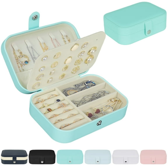 Keyroal Jewelry Box for Women Girls, PU Leather Travel Organizer with 20  Slot Earring Panel, Ring Holder & Necklace Hooks, Gift for Mom, Daughter & Friends (Green)