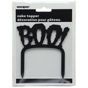 Unique Halloween Boo Plastic Cupcake Topper, 6.5" x 4.75", Black