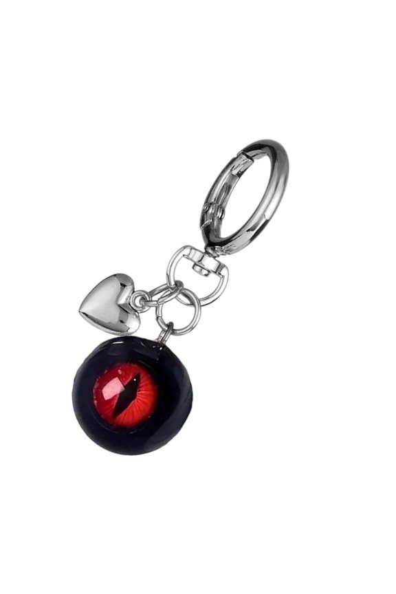 Unique Halloween Keychain Gothic Evil's Eye Accent Resin Heart Charm For Backpacks Cosplay Accessories