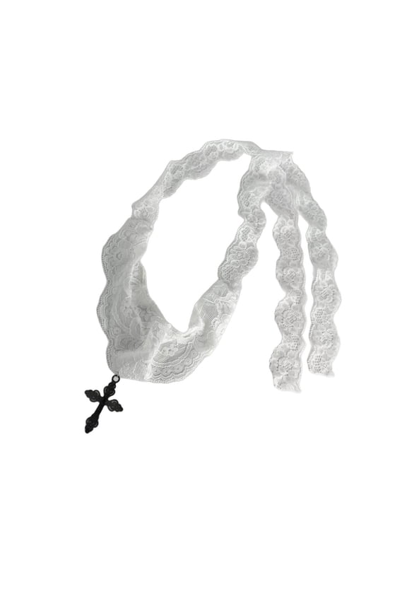 Unique Handmade Crosses Necklace With Lace Fabric Designs Adjustable Length for Fashionable Layer Looks