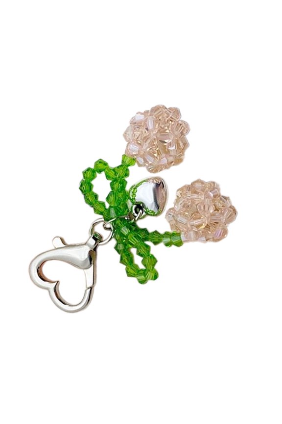 Unique Handmade Crystal Beaded Keyring Handmade Crystal Cherries Bowknot Keychain Key Accessory for Fashion Enthusiasts