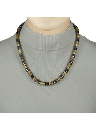 12 Strand Color Block Necklace Black and Crystal Beads Magnetic
