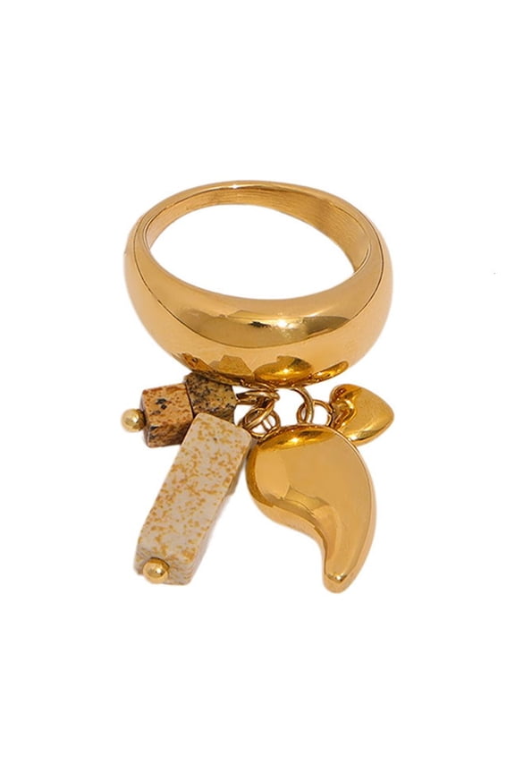 Unique Handmade Ring for Women Fashionable Handmade Casting Rings with Natural Stone Chilli Drop for Gatherings
