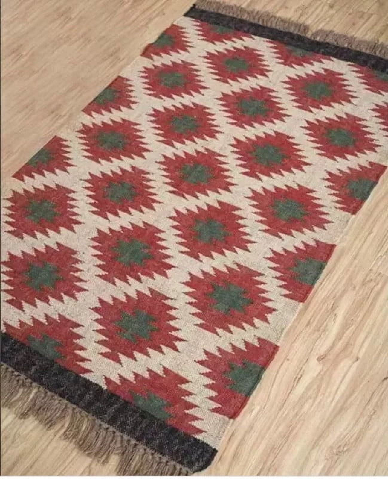 Indian Kilim runner Handwoven Wool Jute Rug Handmade Kilim Dhurrie Rug ...