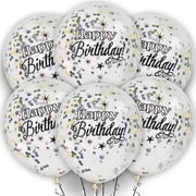 Unique Happy Birthday Confetti Balloons, 12", 6 Pcs, Multicolor