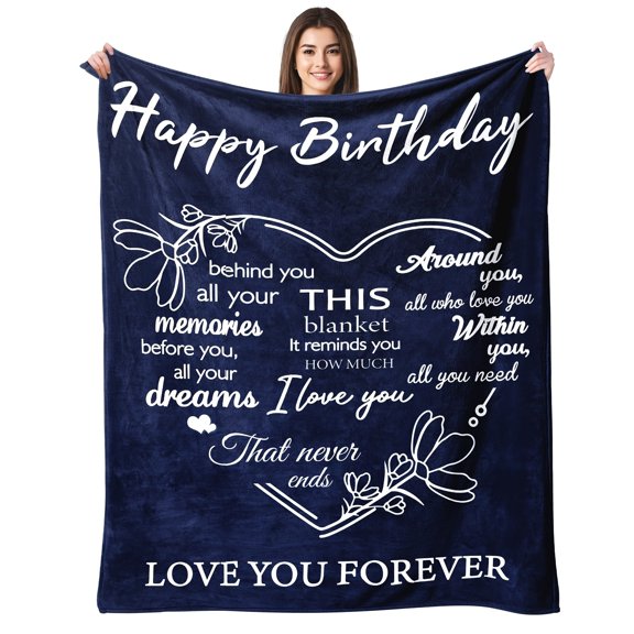 Unique Happy Birthday Throw Blanket for Women Perfect Friendship Gift Versatile All-Season Flannel Blanket Machine Washable