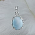 thumbnail image 1 of Unique Hawaiian Genuine Larimar Oval Cut Necklace, Sterling Silver Natural Larimar Pendant, N8703 Birthday Mom Gift, Statement PC, 1 of 3