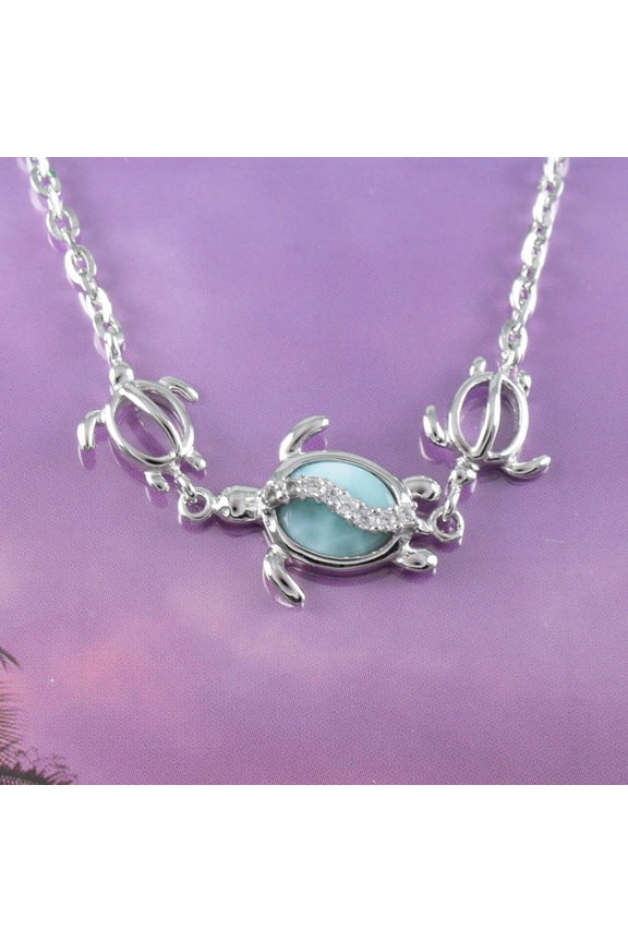 Unique Hawaiian Genuine Larimar Sea Turtle Bracelet, Sterling Silver Larimar Turtle Bracelet, B8434 Birthday Christmas Wife Mom Gift