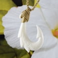 thumbnail image 1 of Unique Hawaiian Large Fish Hook Necklace, Hand Carved Buffalo Bone 3D Fish Hook Necklace, N9102 Birthday Valentine Gift, Island Jewelry, 1 of 4