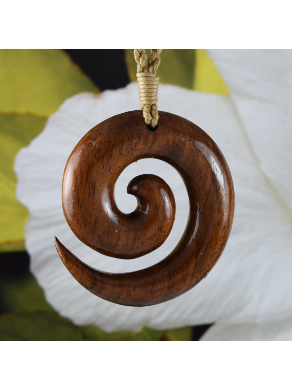 Unique Hawaiian Large Koa Wood Ocean Wave Necklace, Hand Carved Genuine Koa Wood Wave Necklace, N9121 Birthday Valentine Gift