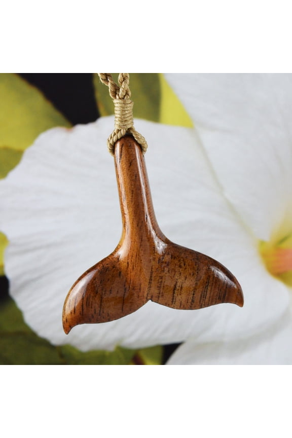 Unique Hawaiian Large Koa Wood Whale Tail Necklace, Hand Carved Genuine Koa Wood Whale Tail Necklace, N9119 Birthday Valentine Gift