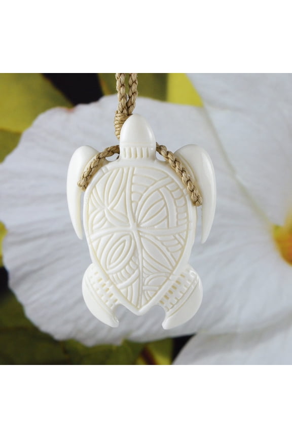Unique Hawaiian Large Sea Turtle Necklace, Hand Carved Buffalo Bone Turtle Necklace, N9122 Birthday Valentine Gift, Island Jewelry