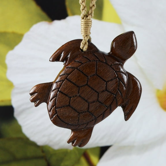 Sea Turtle Hand Carved Koa Wood Hawaiian Necklace: Hawaiian Jewelry