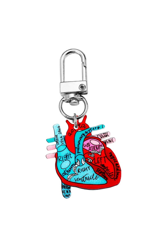 Unique Heart Designs Keychain Realistic Heart Diagram Keychain Charm for Public Health and Anatomy Awareness