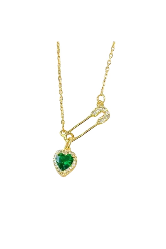 Unique Heart Necklace Safety Pin Pendant Necklace Heart Charm Necklace Alloy Texture Neck Jewelry for Expressing Love