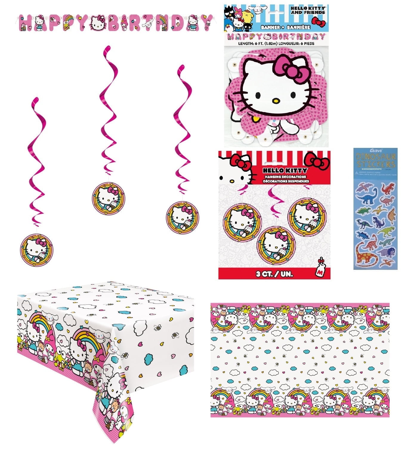 Hello Swirl Unique Hello Kitty Birthday Birthday Party Supplies Bundle includes 1 ...