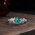 thumbnail image 1 of Unique Hexagon Cut Emerald Ring in 925 Sterling Silver - Nature inspried Bridal Engagement Wedding Ring - May Birthstone, 1 of 6