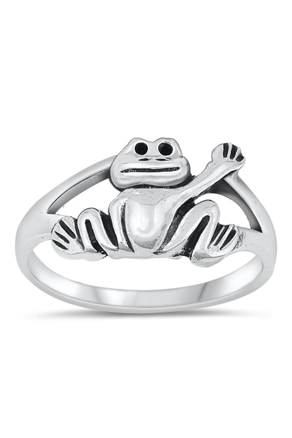 Unique High Five Ring .925 Sterling Silver Frog Band Jewelry Female Male Unisex Size 9