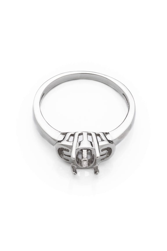 Unique Hollow Pattern Ring Setting with Oval Prongs Mounting in Sterling Silver 5x6mm | MTR022 (6)