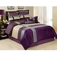 thumbnail image 1 of Unique Home 8 Piece Dorsey Purple/Beige/Grey Satin Patchwork Clearance bedding Comforter Set Fade Resistant, Wrinkle Free, No Ironing Necessary, Super Soft, All Size Queen, 1 of 2