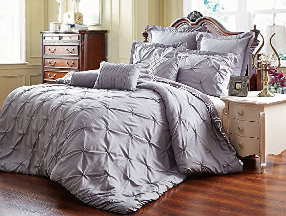 Bedsure Luxury 8 Pieces Pinch Pleat Down Alternative Comforter Set