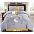 thumbnail image 1 of Unique Home Amanda Comforter 7 Piece Bed Set Ruffled Bed In A Bag Clearance bedding Comforter Duvet Fade Resistant, Super Soft, Queen, Gray/Yellow, 1 of 1