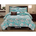 thumbnail image 1 of Unique Home Carrol Gray Floral Comforter 6 Piece Bed Set Ruffled Bed In A Bag Clearance bedding Comforter Duvet Fade Resistant, Super Soft, Queen, Turquoise, 1 of 1
