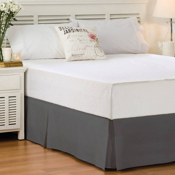 Unique Home Luxurious Solid Color Clearance Bed Skirt Double Brushed Microfiber Extra Soft Wrinkle Resistant Easy Fit and Care, Hypoallergenic (Queen, Gray)