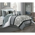 thumbnail image 1 of Unique Home Nydia 7 Piece Comforter Set Floral Embroidery Bed In a Bag Clearance Bedding Comforter Duvet, Fade Resistance, Super Soft (Queen, Gray), 1 of 5