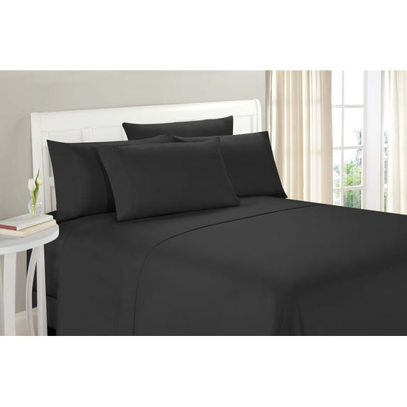 Unique Home Solid Clearance Bed Sheets Brushed Microfiber Wrinkle Free, Fade Resistant, Ultra Soft, Quality Bedding Set (TwinXL, Black, 3pc)