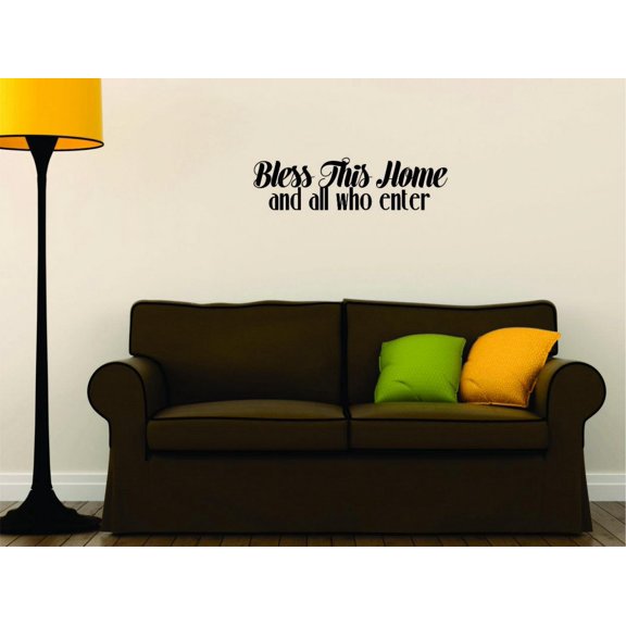 Unique Home Wall Stickers Bless This And All Who Enter Decal Decal for Bedroom Living Room Nursery - Size: 15 In x 36 In