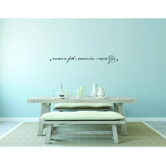 Unique Home Wall Stickers Founded On Faith, Joined In , Kept By God Decal Décor for Bedroom Living Room Nursery - Size: 8 In x 32 In