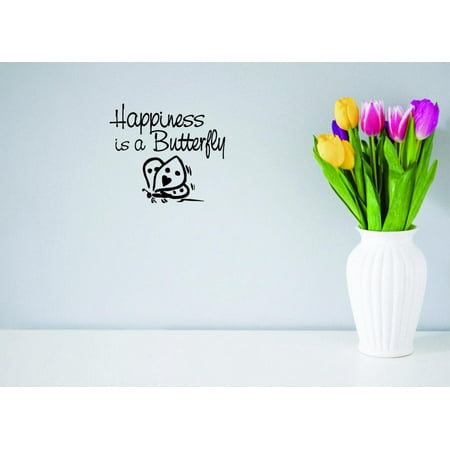 Unique Home Wall Stickers Happiness Is A Butterfly Decal Decal for Bedroom Living Room Nursery - Size: 22 In x 22 In