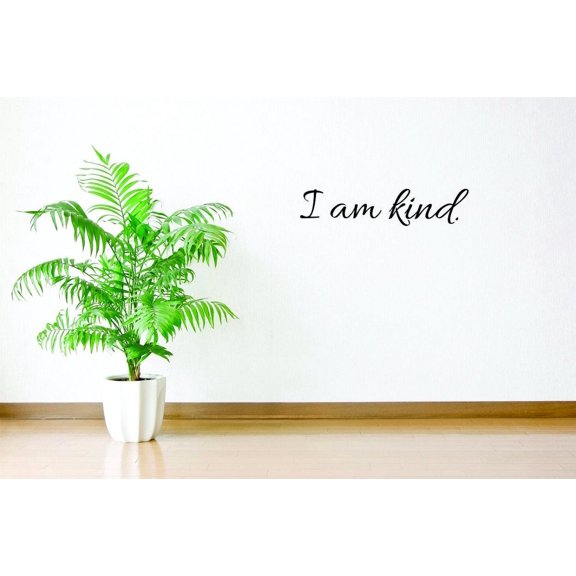 Unique Home Wall Stickers I Am Kind Self Esteem Decal Décor for Bedroom Living Room Nursery - Size: 6 In x 24 In