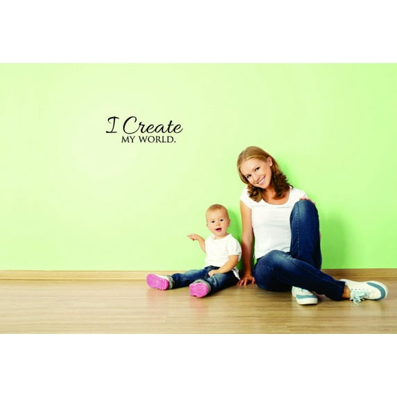 Unique Home Wall Stickers I Create My World Self Esteem Decal Decal for Bedroom Living Room Nursery - Size: 11 In x 27 In