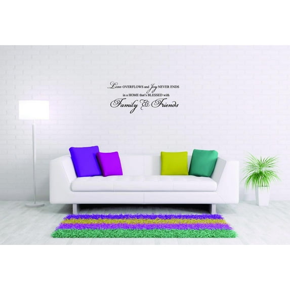 Unique Home Wall Stickers Overflows And Joy Never Ends In A Thats Blessed With Friends Decal Décor for Bedroom Living Room Nursery - Size: 10 In x 20 In