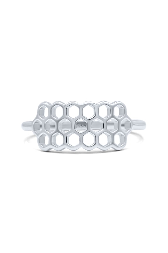 Unique Honeycomb New Design Statement Ring Band Solid 925 Sterling Silver Thumb Ring Size 8